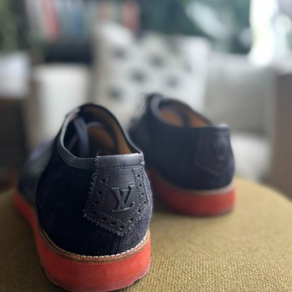 Louis Vuitton Suede Leather Trim Embellishment Brogues (BLUE/BLACK | US 9 1/2) - Picture 3 of 7